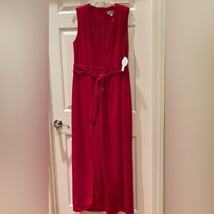 Shelby & Palmer Red Wide Leg Walk Through Sleeveless Jumpsuit Plus 16